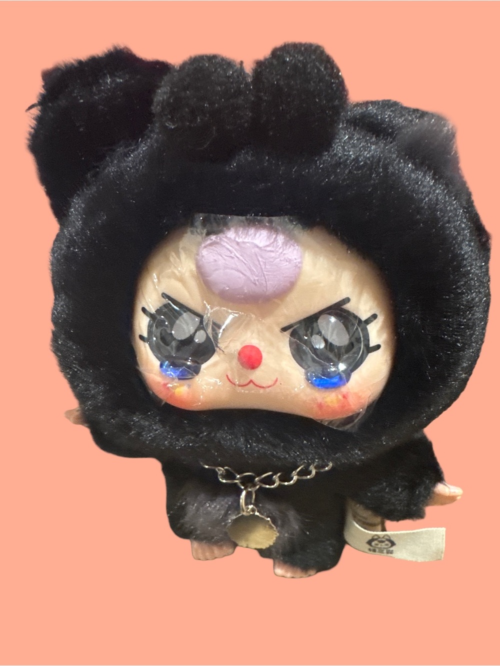 BABY Three Black Plush Character Doll with Face Mask and Chain Charm